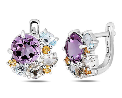 Серьги, аметист , зеленый аметист , топаз , цитрин, Рада