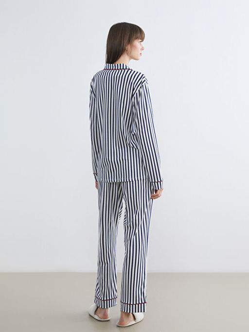 Beli Lastikli ?izgili Kad?n Pijama Alt