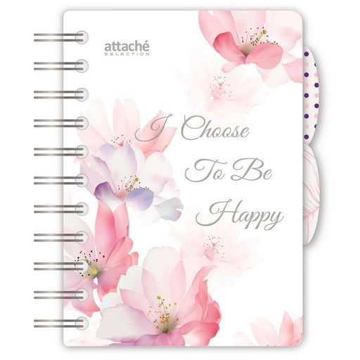 Бизнес-тетрадь А6,120л,кл,спир,пласт Attache Selection Flower Dreams 876753