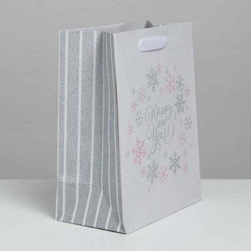 Пакет крафтовый вертикальный Happy new year!, 12 15 5,5 см - Дарите счастье фото 3