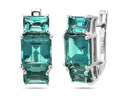 Серьги из серебра аквамарин выращ., Вилар