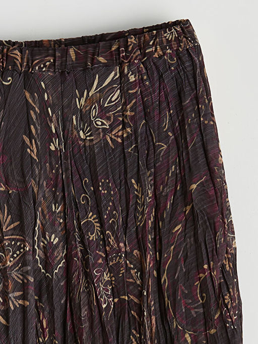 Beli Lastikli Desenli Pileli Etek