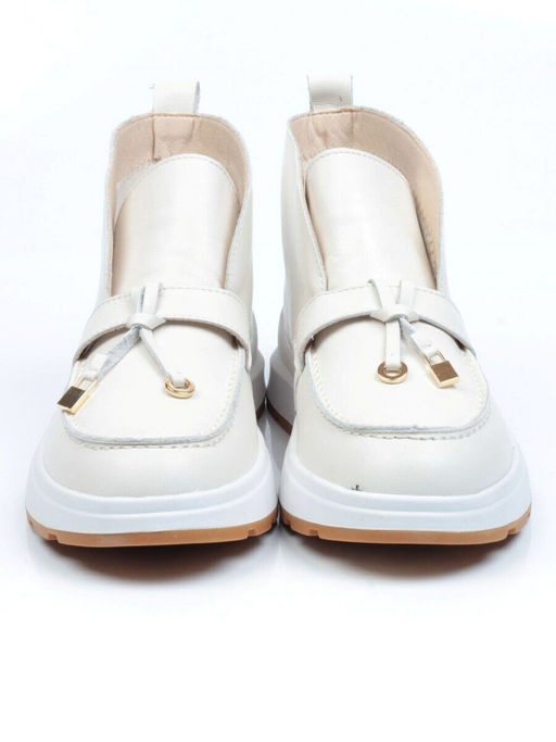 01-5281-2 WHITE Ботинки демисезонные женские (натуральная кожа, байка)