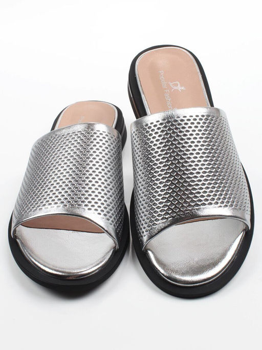 08-B34F-67C GREY/SILVER Босоножки женские (натуральная кожа)