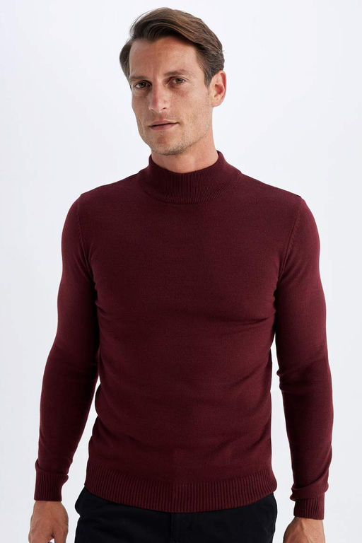 Slim Fit Dar Kesim Yar?m Bal?kc? Yaka Basic Duz Triko Kazak - Defacto фото 2