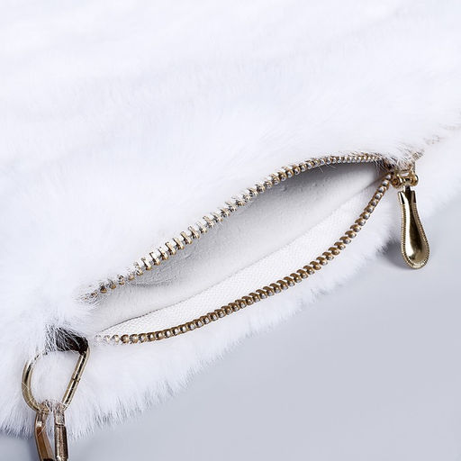 Сумка плюшевая, 24×19×3 см, белая