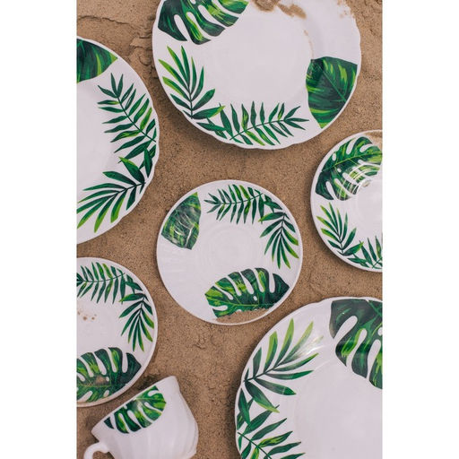 Столовый сервиз Доляна «Лист папоротника», 37 предметов, стеклокерамика, белый