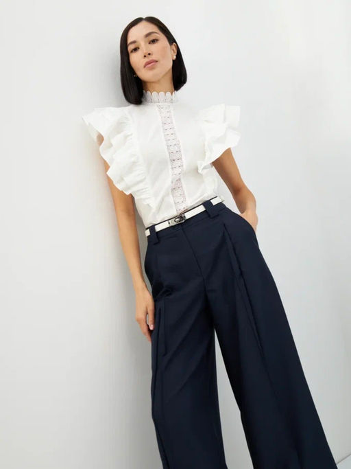 Блузка из хлопка с крыльями и кружевом OD-912-1 белый