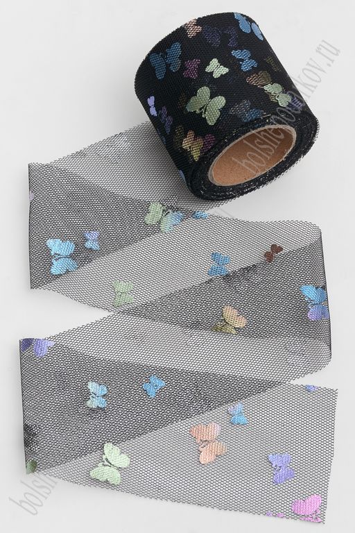 Фатин Бабочки 5,5 см*15 ярд (SF-6041) черный №2