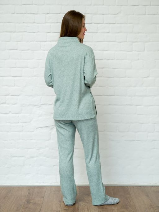 Пуловер трикотажный зеленый с манжетами - Odis фото 8