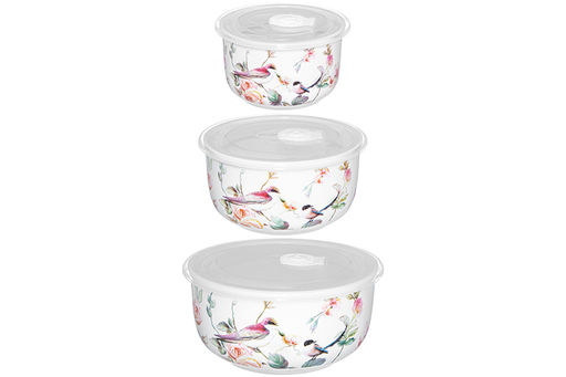 Набор 3 салат. 1 л 16*16*8+500 мл 13,5*13,5*7+300 мл 10,5*10,5*6,5 см Певчие птички с крышк. NEW B - Elan gallery фото 5
