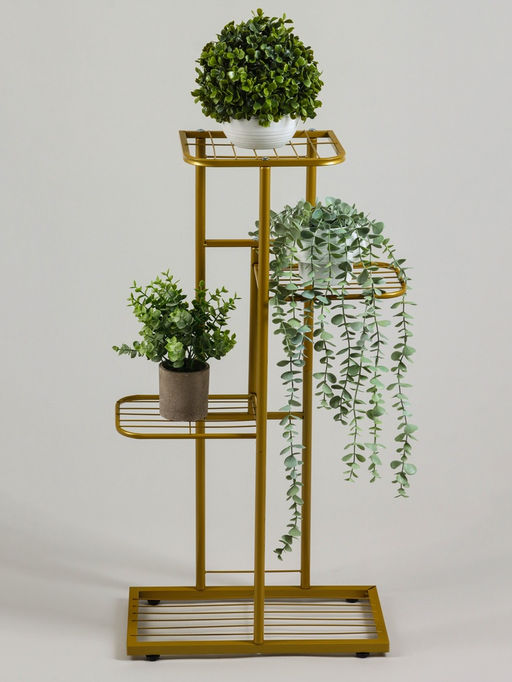 Подставка для цветов Greengo, 4 полки, 43×22×82 см, напольная, металл, цвет золотой
