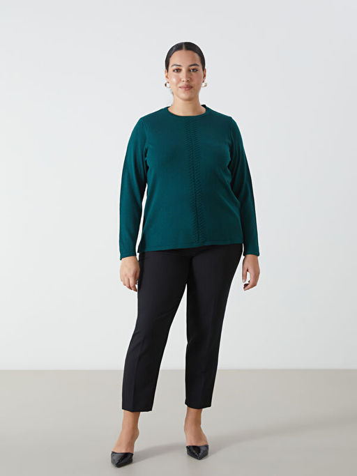 Bisiklet Yaka Dokulu Kad?n Triko Kazak