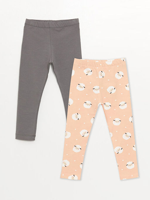 Beli Lastikli Bask?l? K?z Bebek Tayt 2li