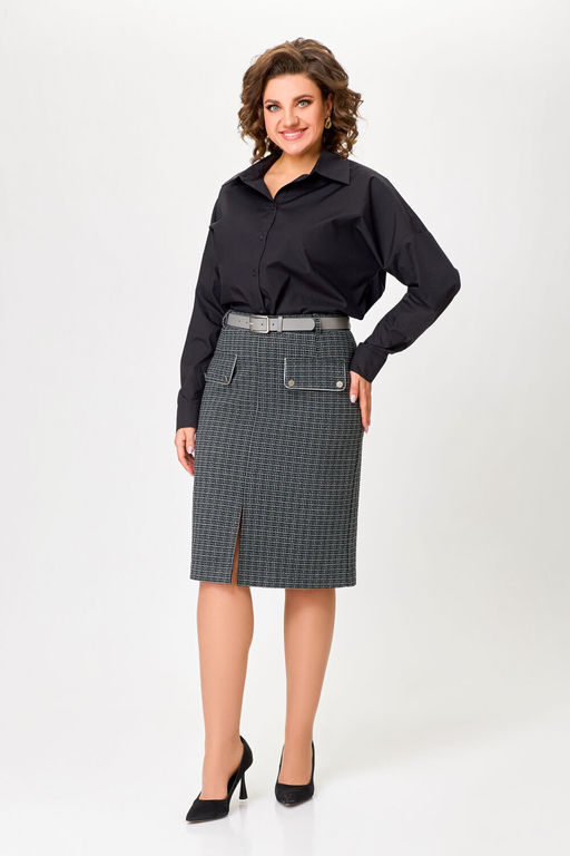 Блуза Swallow 803.2 черный+серебряный узор фото 175