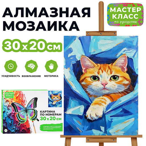 Картина по номерам "Котик в пледе" 30х20 см.