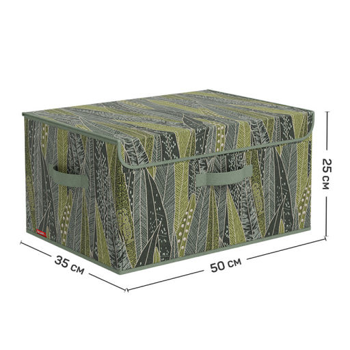 VAL GR-BOX-DDM Короб стеллажный с откидной стенкой, с крышкой, 50*35*25 см, GREEN, шт