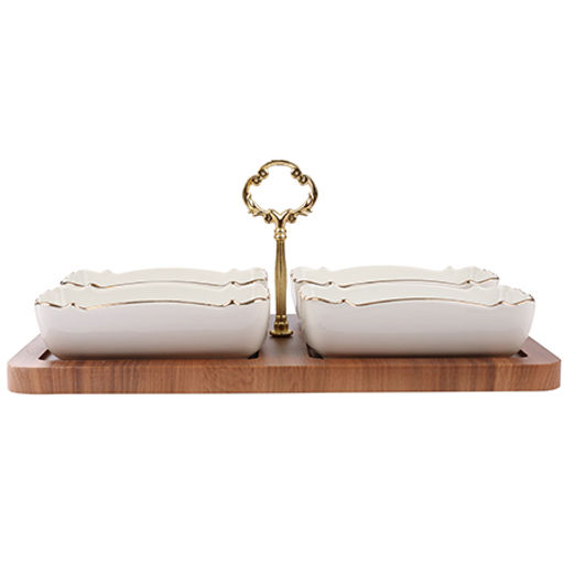 90034-325 Менажница на подставке 4 блюда 6пр керамика LR (х6) - Mayer&boch фото 2