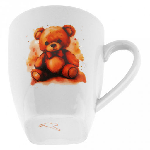 Набор посуды фарфоровый "Мишутка" 3 предмета: тарелка мелкая д175мм гладкий край, салатник д360мм, кружка 210мл, форма "Глория", подарочная упаковка (Россия)