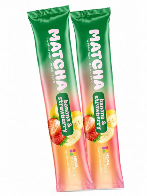 НОВИНКА! Клубнично-банановая матча в стиках, 8 г, в коробке 20 шт - Newa nutrition фото 4