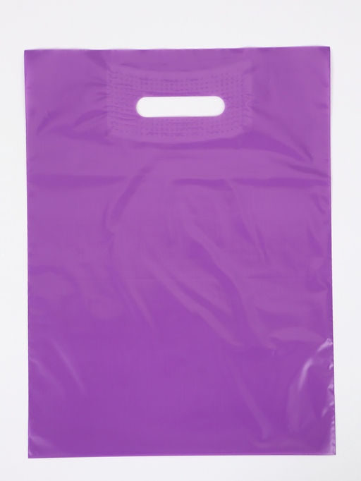 Цена за 50 шт. Пакет полиэтиленовый с вырубной ручкой, фиолетовый 30×40 см, 60 мкм
