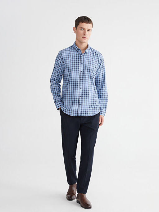 Regular Fit Ekose Gabardin Erkek G?mlek