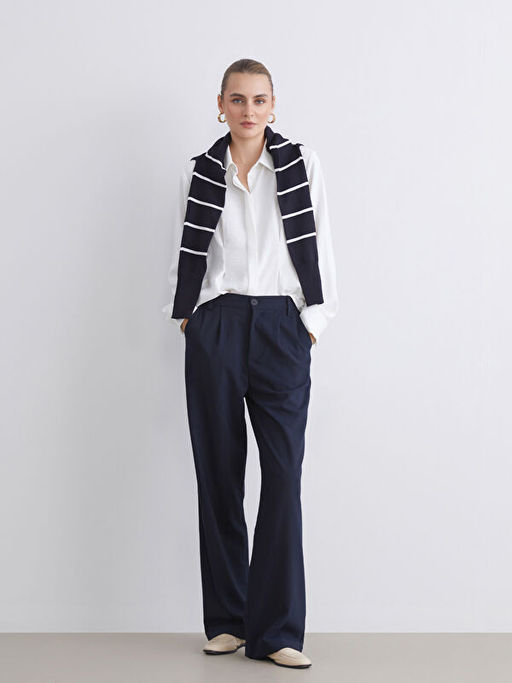 Loose Fit ?izgili Kad?n Pantolon