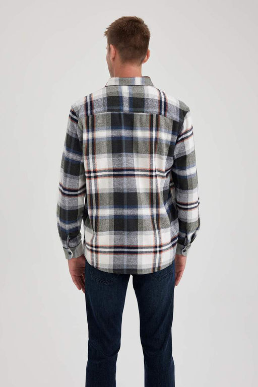 Рубашка Relax Fit с воротником-поло Lumberjack и длинными рукавами - Defacto фото 7