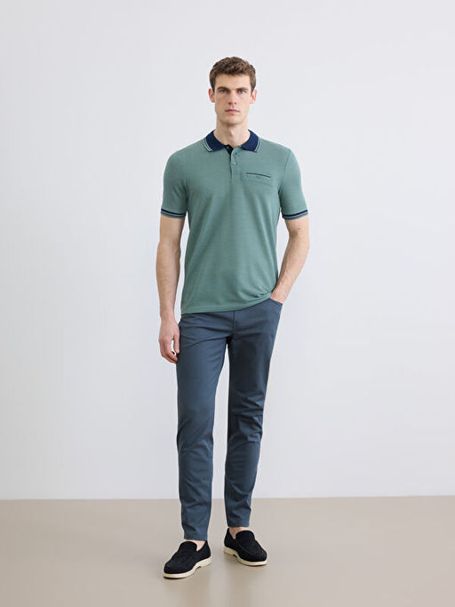 Polo Yaka K?sa Kollu Pile Erkek Ti??rt