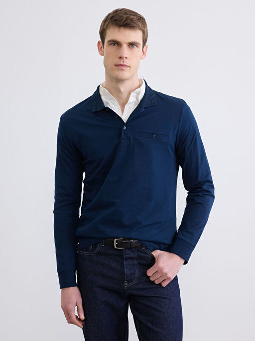 Polo Yaka Uzun Kollu Erkek Ti??rt