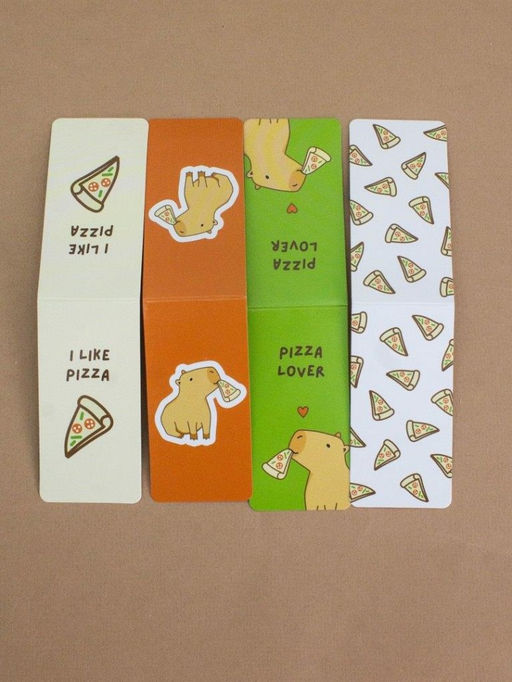 Набор магнитных закладок Capybara pizza, 4 шт., 35х70 мм