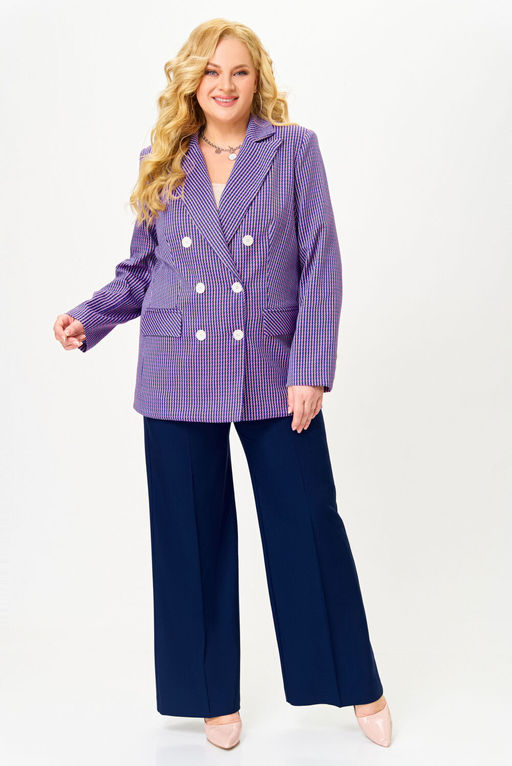 Жакет Swallow 816.1 Лилово-молочная мелкая гусиная лапка фото 7