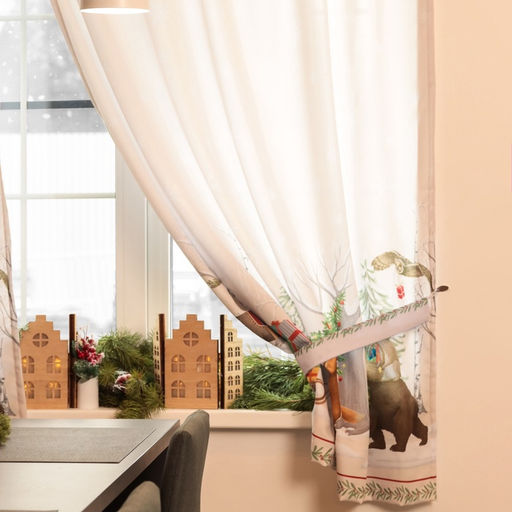 Комплект штор для кухни с подхватами «Этель. Новогоднее чудо», 2 шт., белые, 145×180±5 см