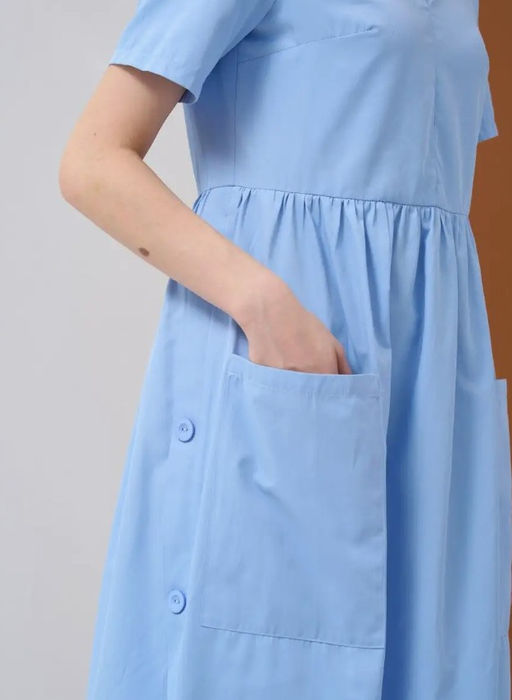 Платье хлопок OD-795-2 с планкой голубое OD-795-2 - Tantino фото 5