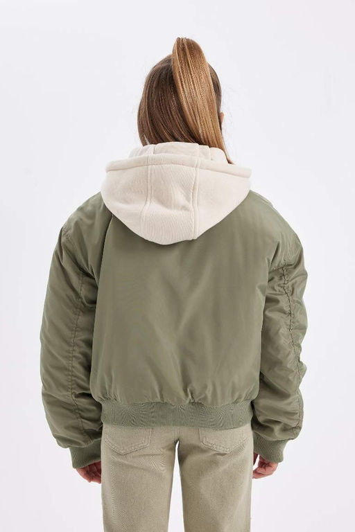 Пуховик со съемным капюшоном для девочек - Defacto фото 10