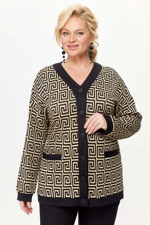 Кардиган Элль стиль 2229/2 черный/бежевый  фото 2