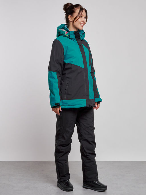 Горнолыжный костюм женский большого размера зимний темно-зеленого цвета 02366TZ - Chunmai фото 3