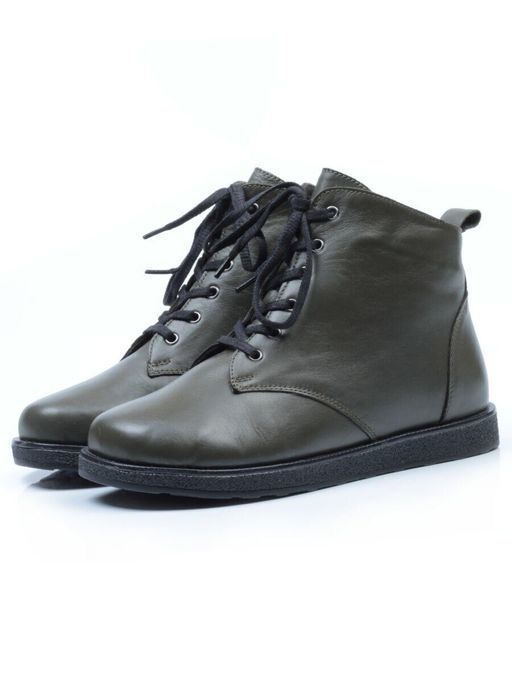 04-910-42 DARK GREEN Ботинки зимние женские (натуральная кожа, натуральный мех)
