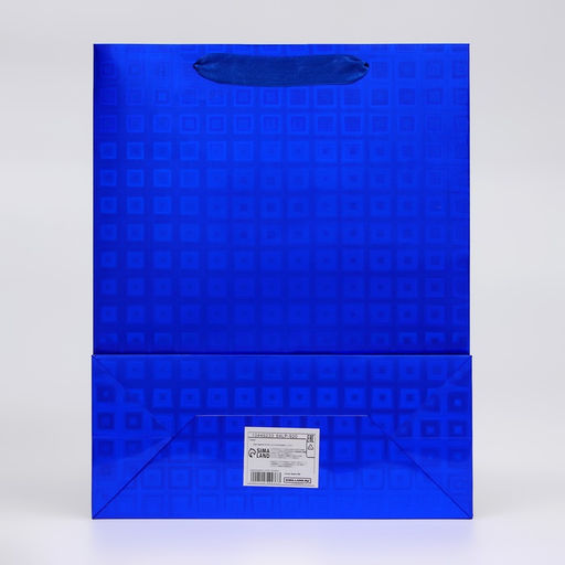 Цена за 12 шт. Пакет подарочный, фольгированный, упаковка, с окном Сердце, Синий, M 32?25.5?11 см - UPAK LAND фото 2