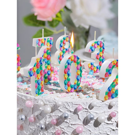 Свеча в торт на шпажке Калейдоскоп, цифра 3, 7 см - Simaland фото 6