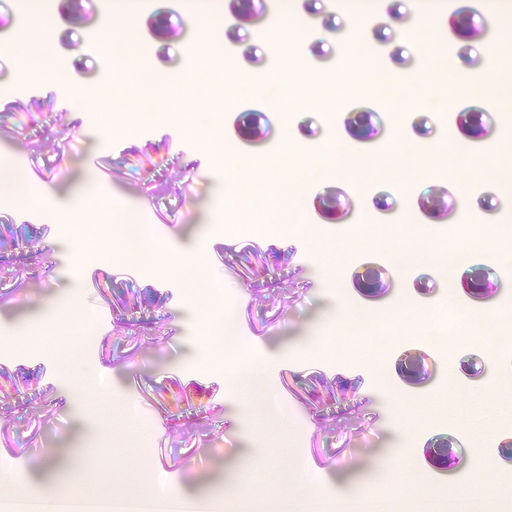 Наклейка - стразы Полёт бабочки, фиолетовая, 11?7.8 см