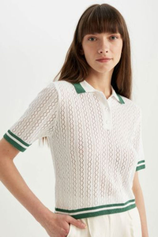 Regular Fit Polo Yaka K?sa Kollu Triko Tisort