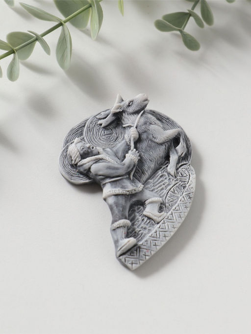 Магнит "Оленевод" (барельеф) , 6,5см