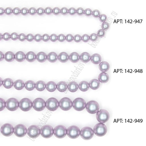 Бусины круглые на леске 6 мм (SF-8074) жемчуг фиолетовый - Больше подарков фото 2