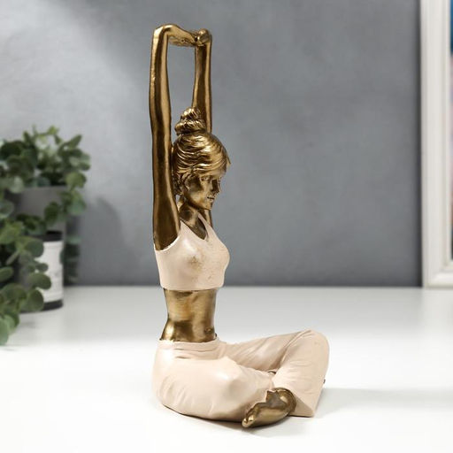 Фигура полистоун «Девушка в позе воина», розовый, 22.5×12.3×10 см