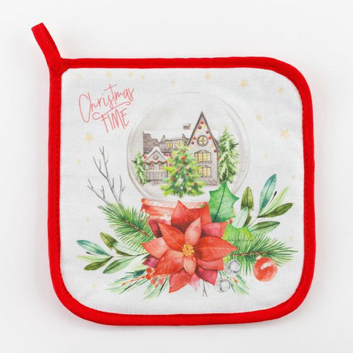 Прихватка Christmas red flowers 19х19см, саржа, 100% х/л,ватин 250г/м2