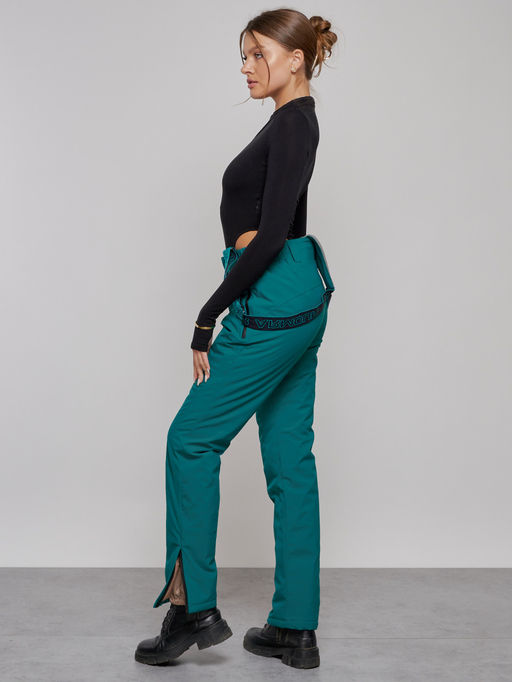 Полукомбинезон утепленный женский зимний горнолыжный зеленого цвета 526Z - Chunmai фото 18