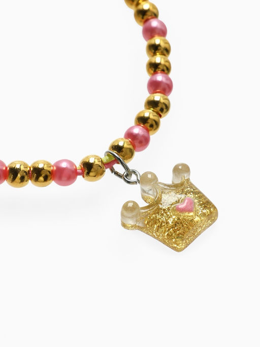 Браслет детский «Выбражулька» на затяжке, корона с бусинами, цветной