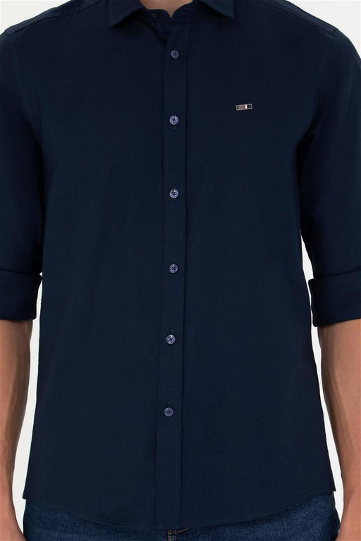 Мужская темно-синяя базовая рубашка с длинным рукавом - U.s. polo assn фото 13