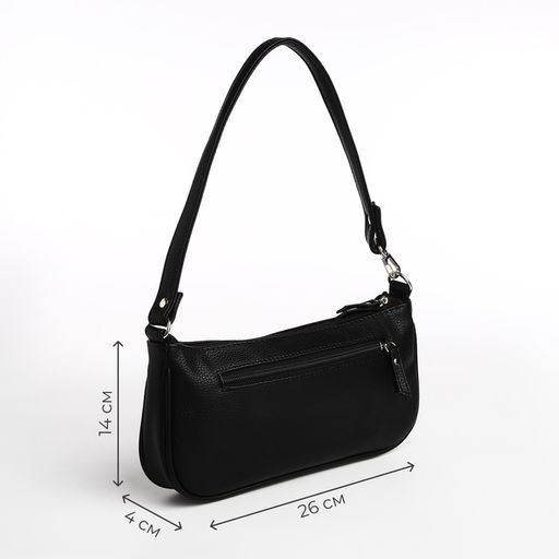 Сумка женская багет TEXTURA на молнии, 26×4×14 см, чёрная